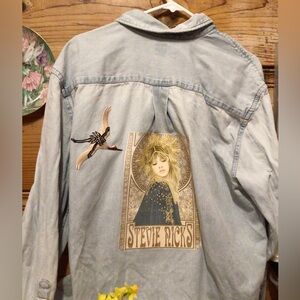 NEW! Upcycled Ruxpinsrags Stevie Nicks Light Blue Denim shirt
